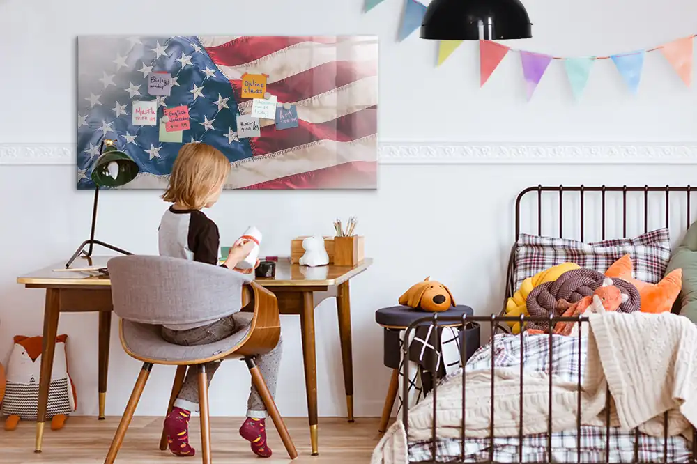 Mágneses emlékeztető tábla amerikai zászlós mintával