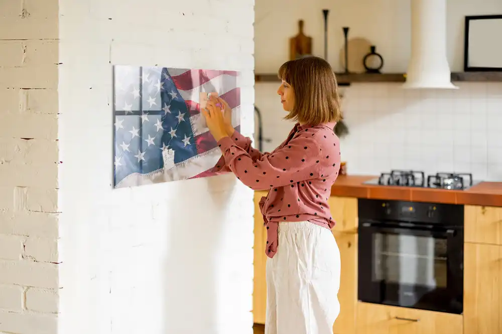 Mágneses emlékeztető tábla amerikai zászlós mintával