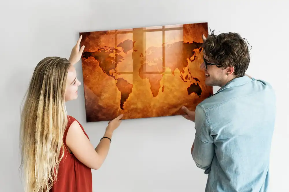 Mágneses világtérkép jegyzet tábla