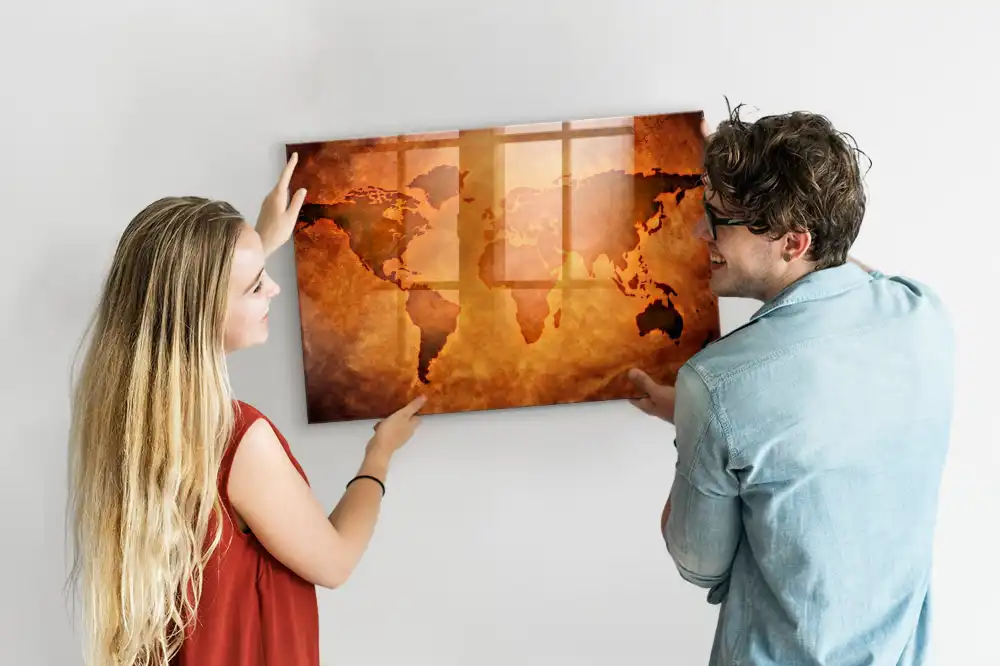 Mágneses világtérkép jegyzet tábla