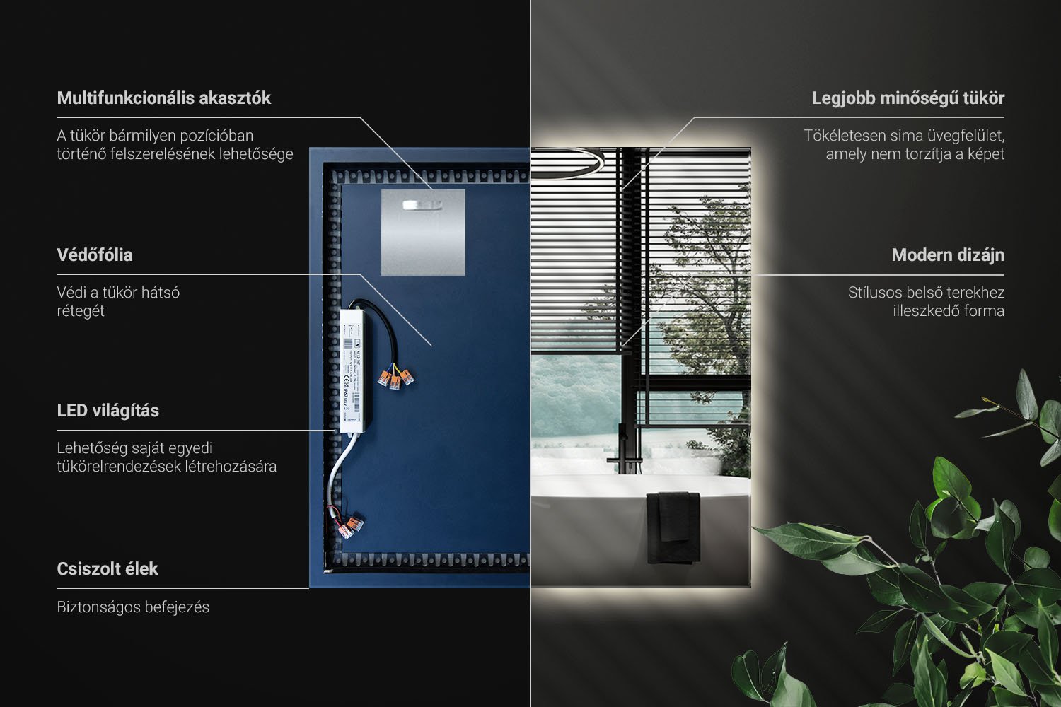 N&eacute;gyzet alak&uacute; LED t&uuml;k&ouml;r műszaki inform&aacute;ci&oacute;i